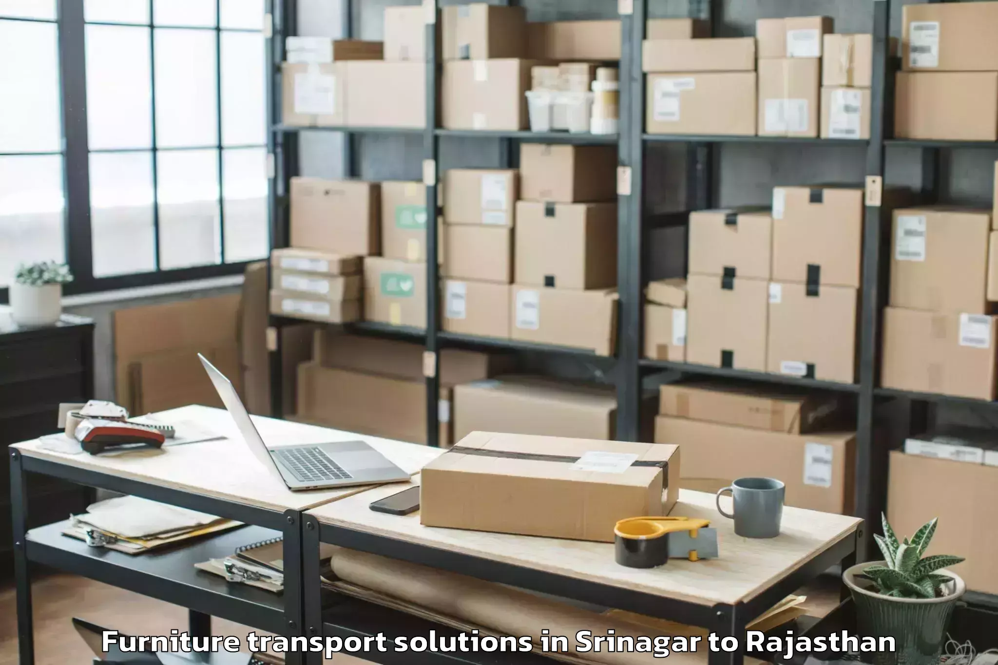 Professional Srinagar to Ladnu Furniture Transport Solutions